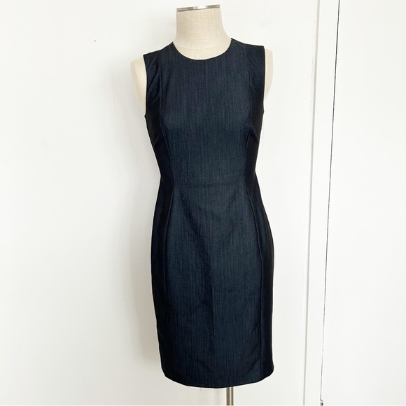 Calvin Klein Dresses & Skirts - Calvin Klein Chambray Sheath Dress Sleeveless Navy Size 4‎